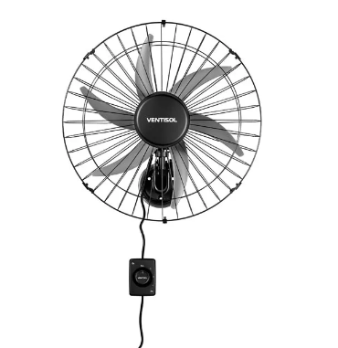 VENTILADOR OSCILANTE PAREDE 50 CENTÍMETROS METAL 220V 180W PRETO 6PÁS